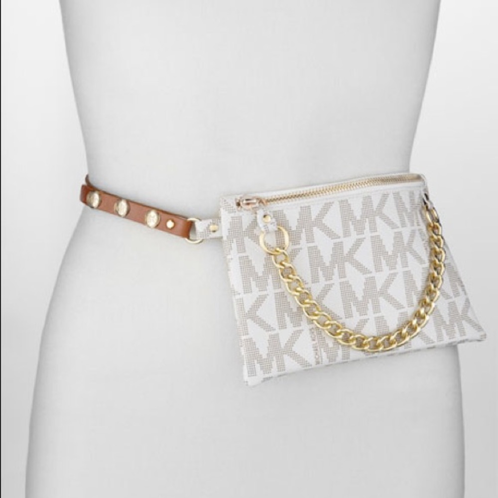 BNWT Michael Kors White Logo Belt Bag